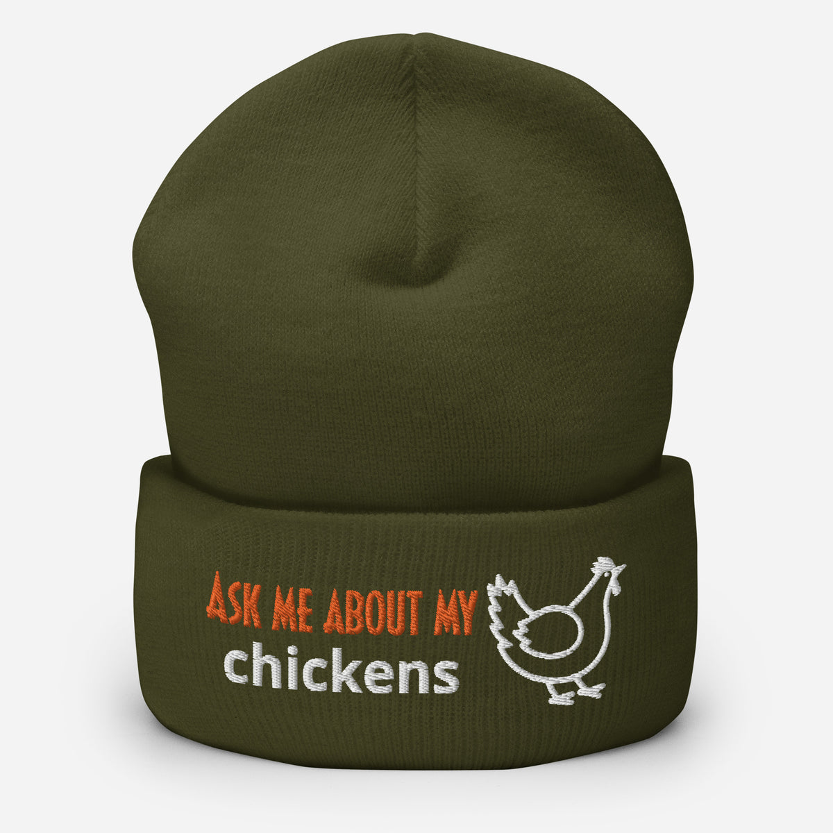 Ask Me About My Chickens Cuffed Beanie