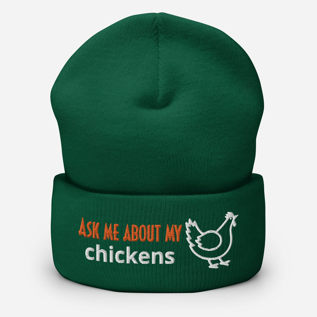 Ask Me About My Chickens Cuffed Beanie