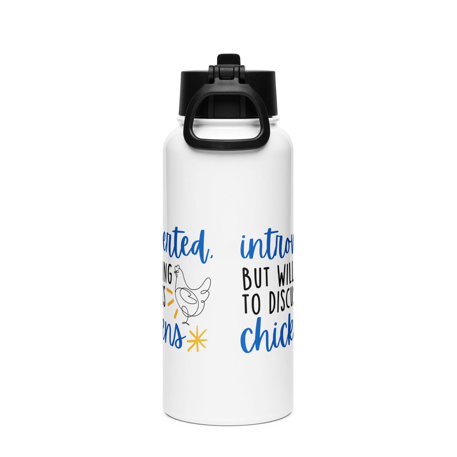 Discuss Chickens Stainless Steel Water Bottle with Straw Lid - Cluck It All Farms