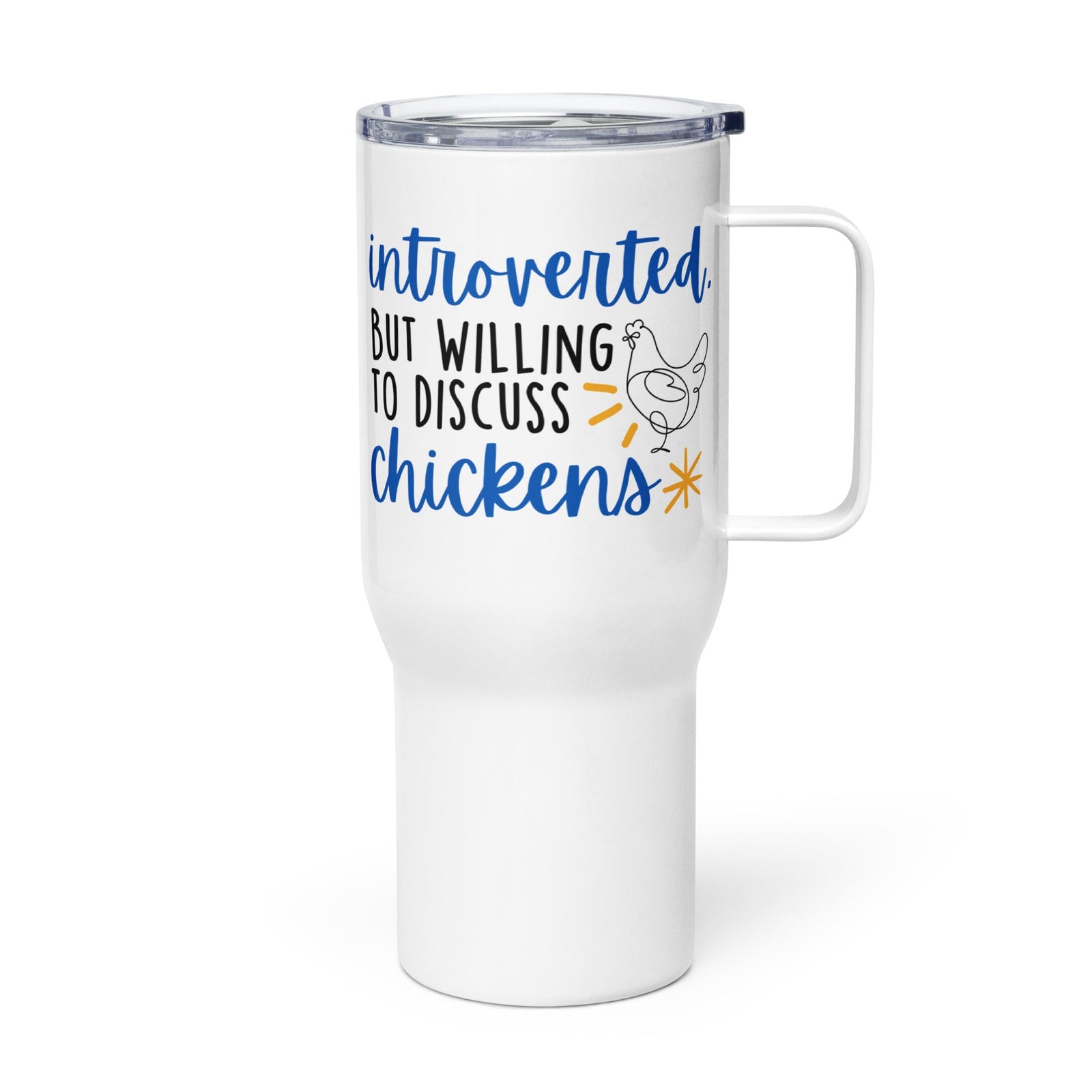 Discuss Chickens Travel Mug With Handle - Cluck It All Farms