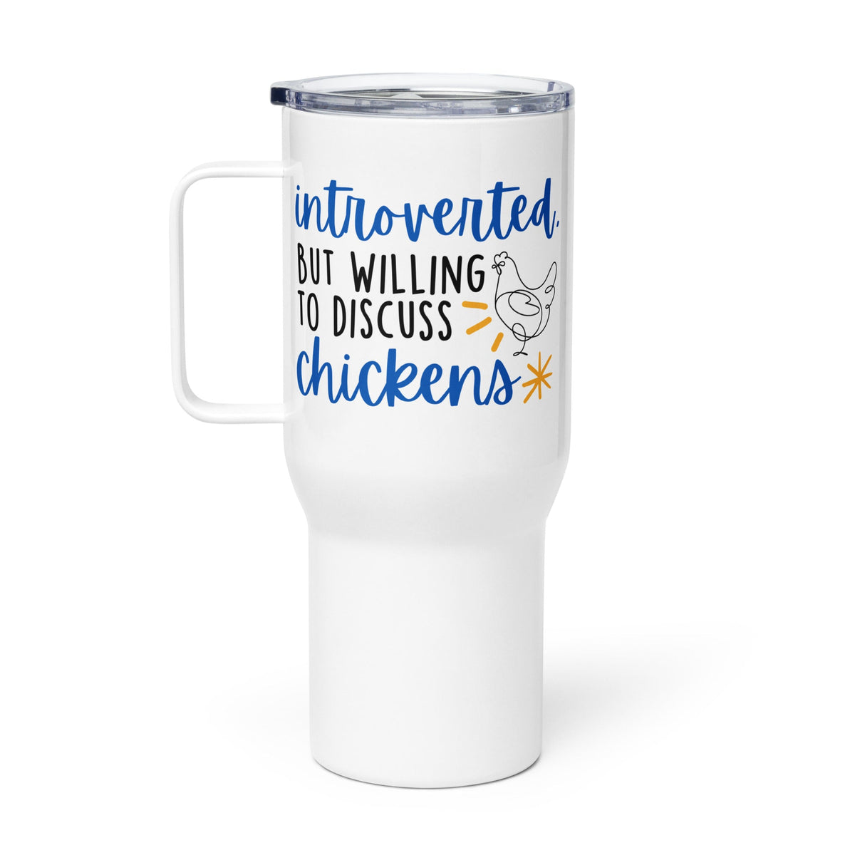 Discuss Chickens Travel Mug With Handle - Cluck It All Farms