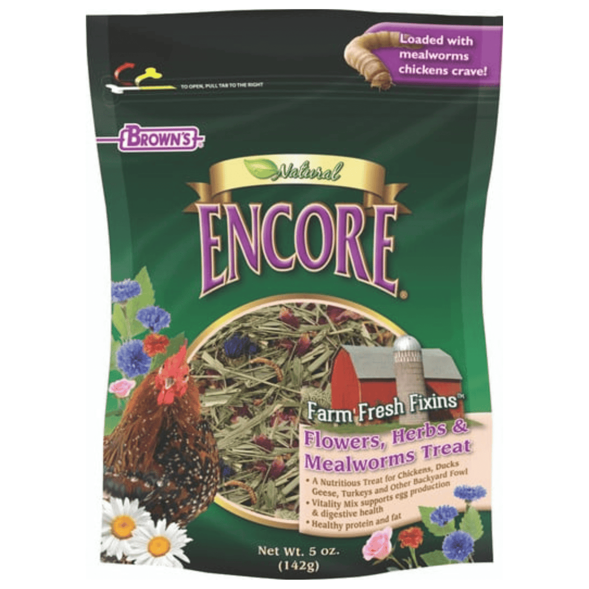 Encore Natural Flowers Herbs & Mealworms Chicken Treat - Cluck It All Farms