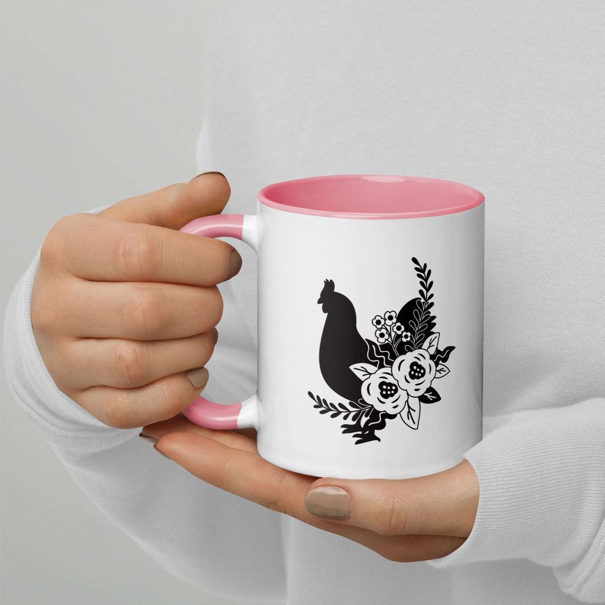Floral Chicken Colored Mug - Cluck It All Farms