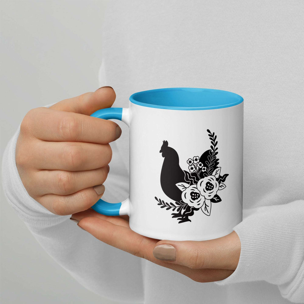 Floral Chicken Colored Mug - Cluck It All Farms