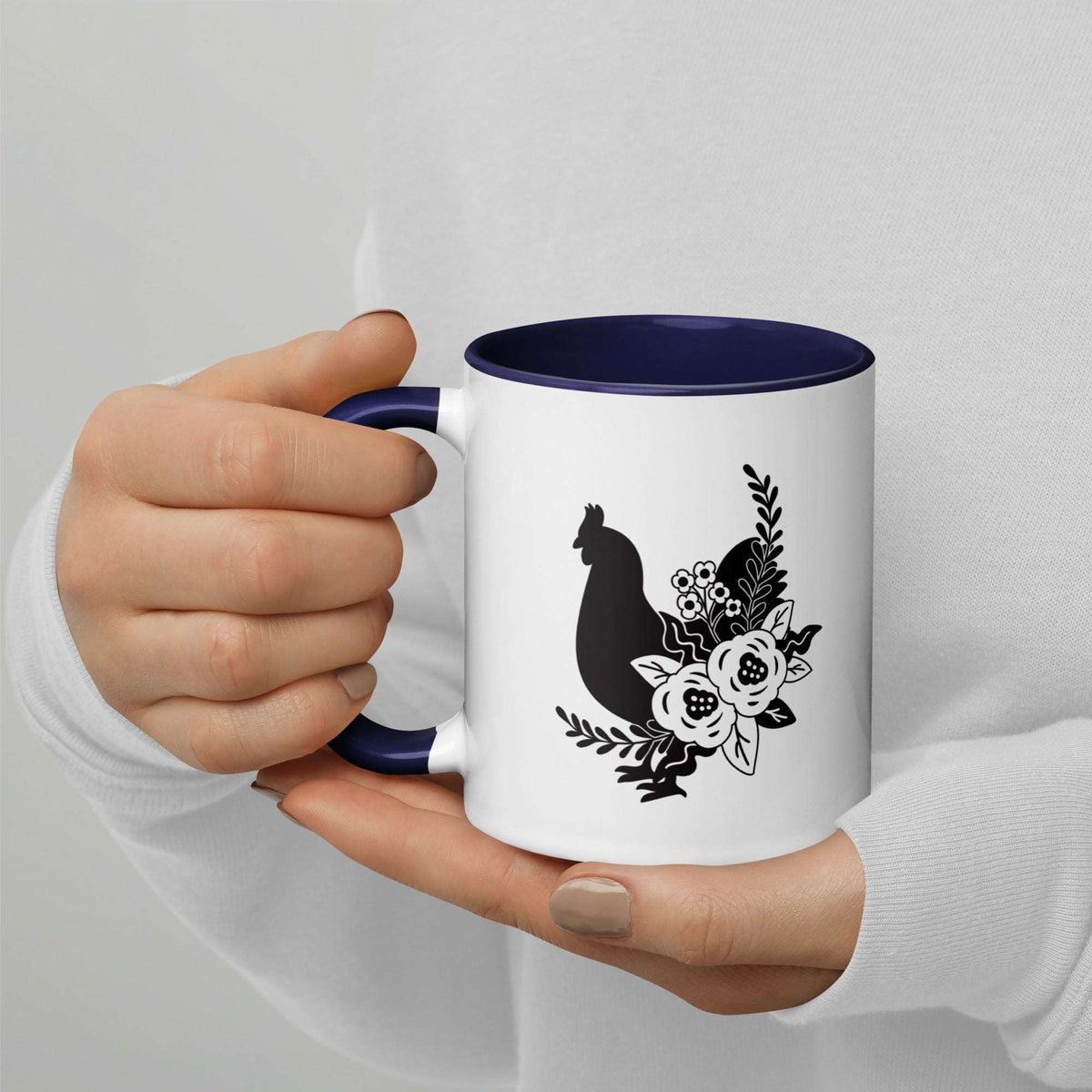 Floral Chicken Colored Mug - Cluck It All Farms