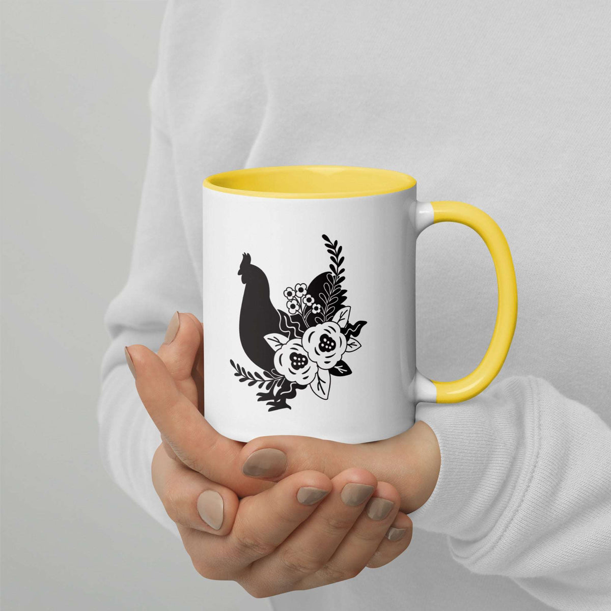 Floral Chicken Colored Mug - Cluck It All Farms
