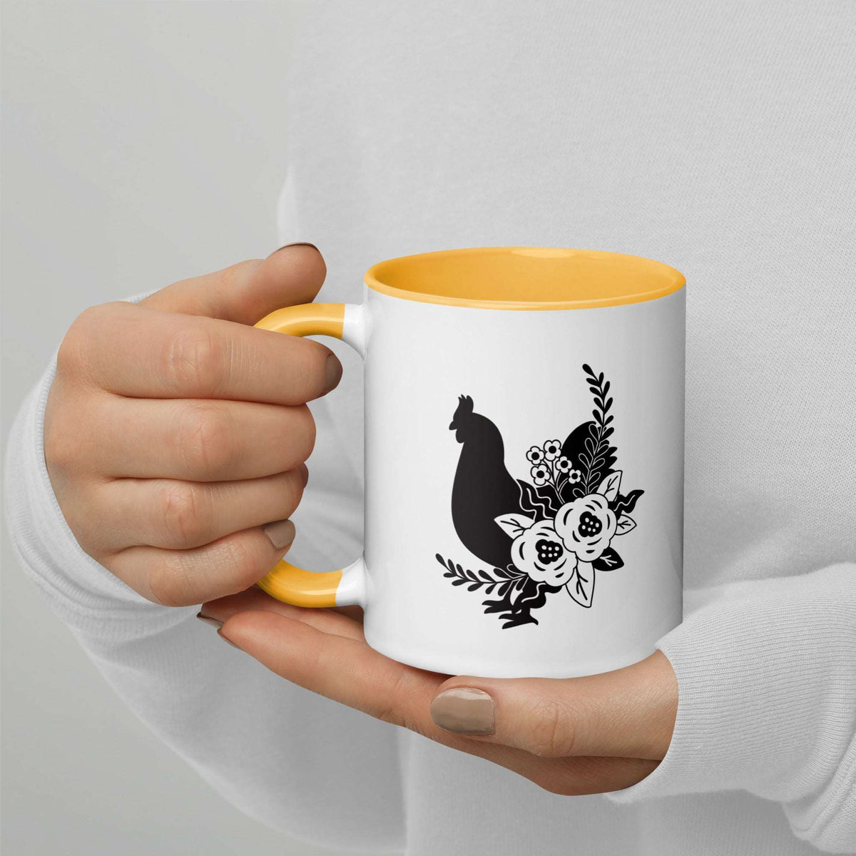 Floral Chicken Colored Mug - Cluck It All Farms