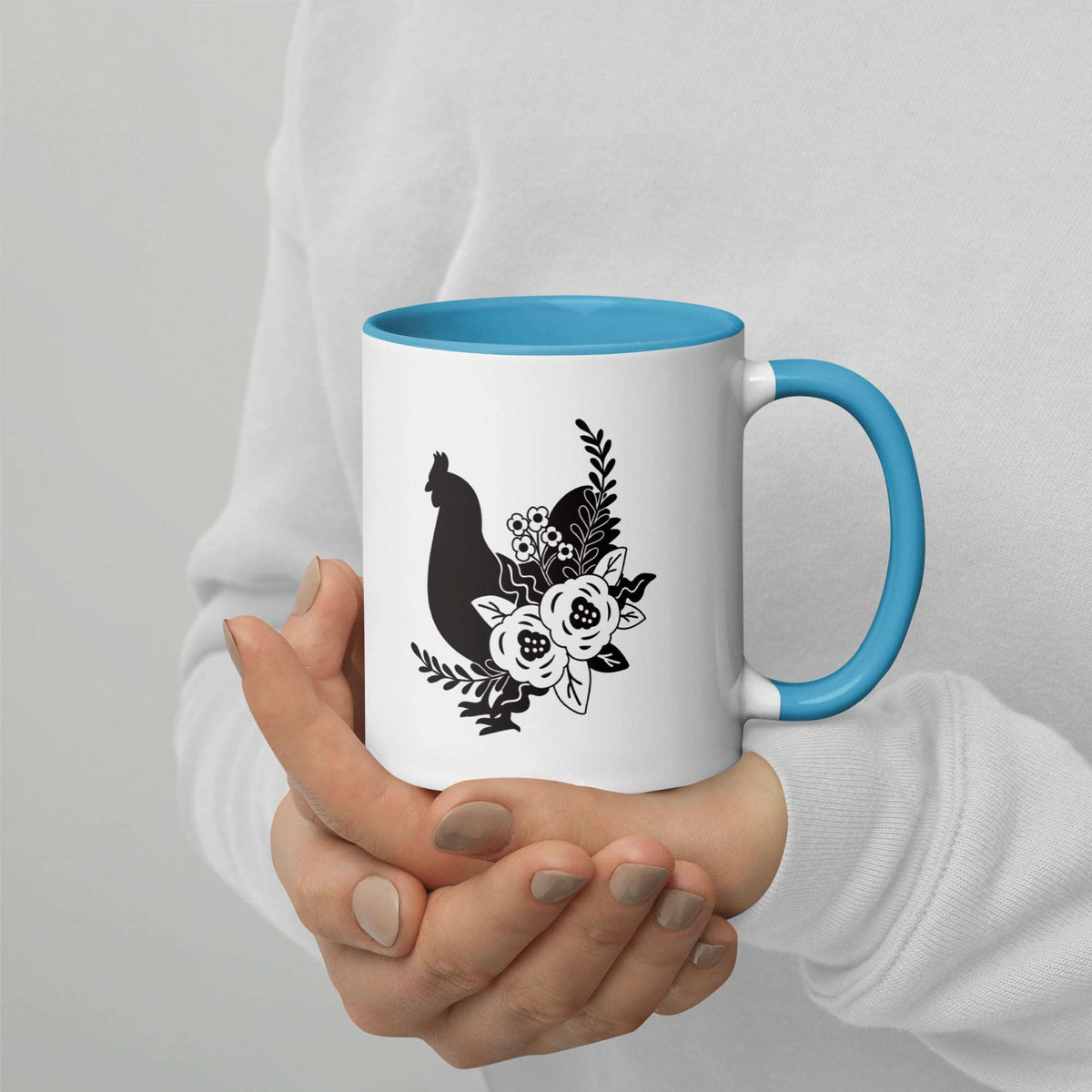 Floral Chicken Colored Mug - Cluck It All Farms