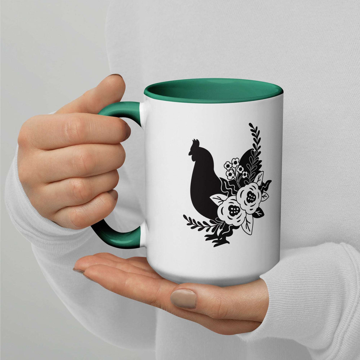 Floral Chicken Colored Mug - Cluck It All Farms