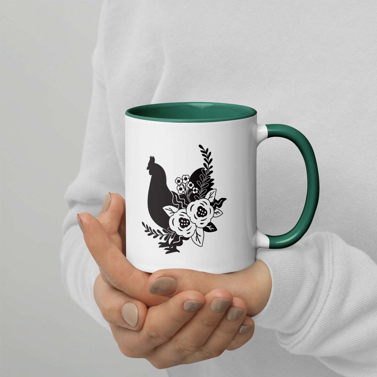 Floral Chicken Colored Mug - Cluck It All Farms