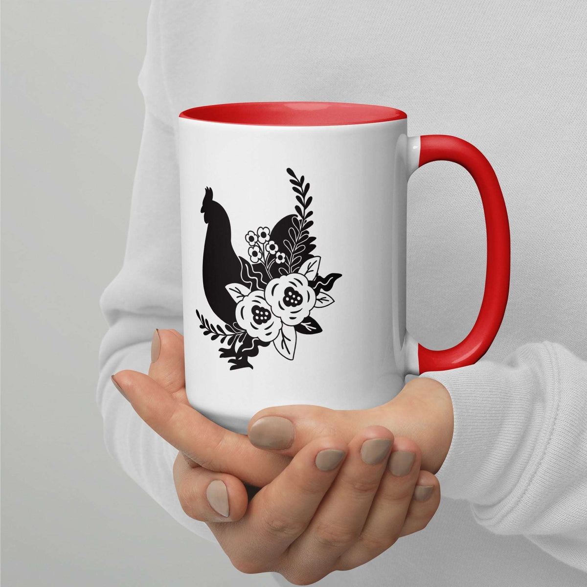 Floral Chicken Colored Mug - Cluck It All Farms