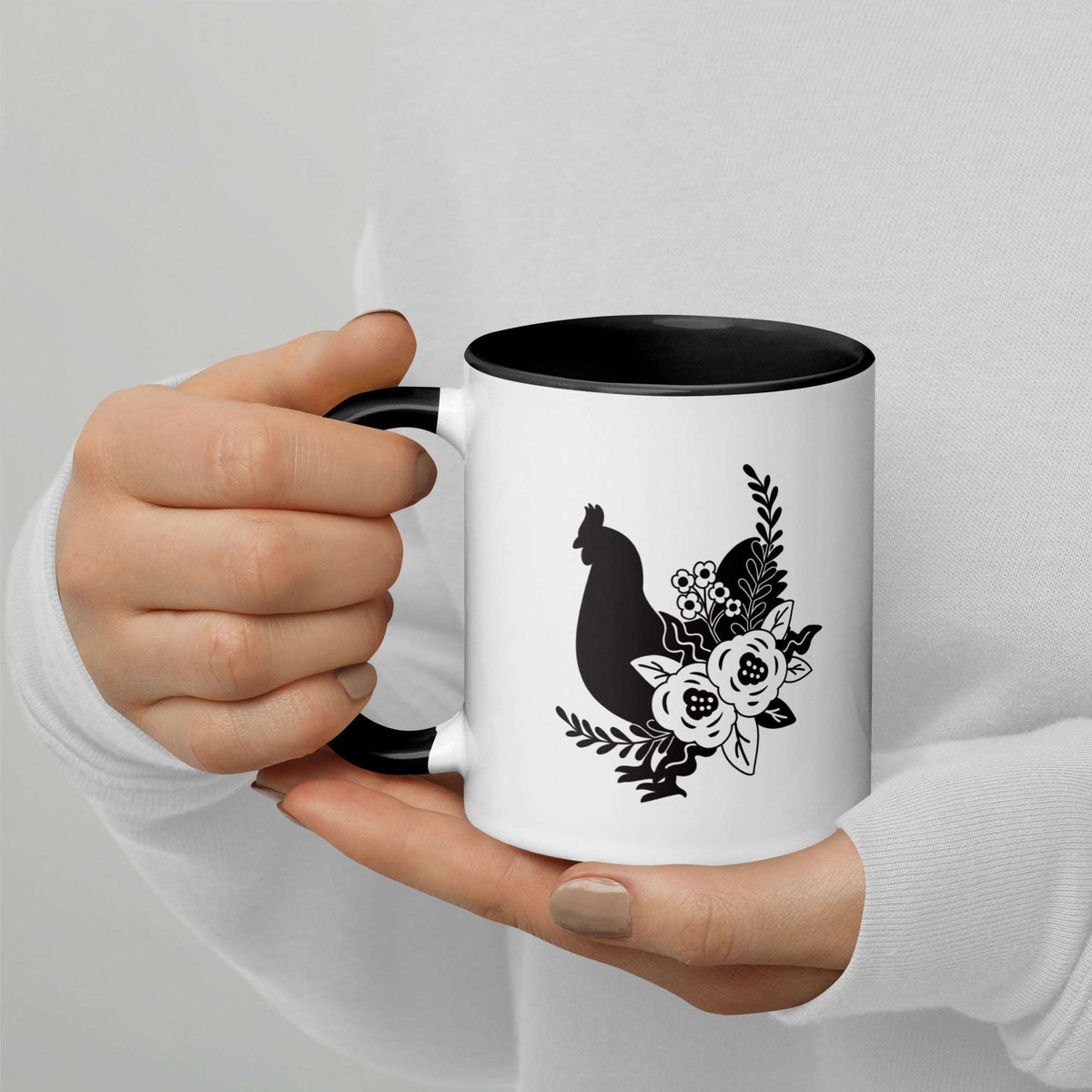 Floral Chicken Colored Mug - Cluck It All Farms