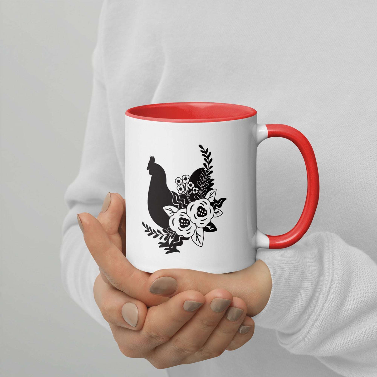 Floral Chicken Colored Mug - Cluck It All Farms