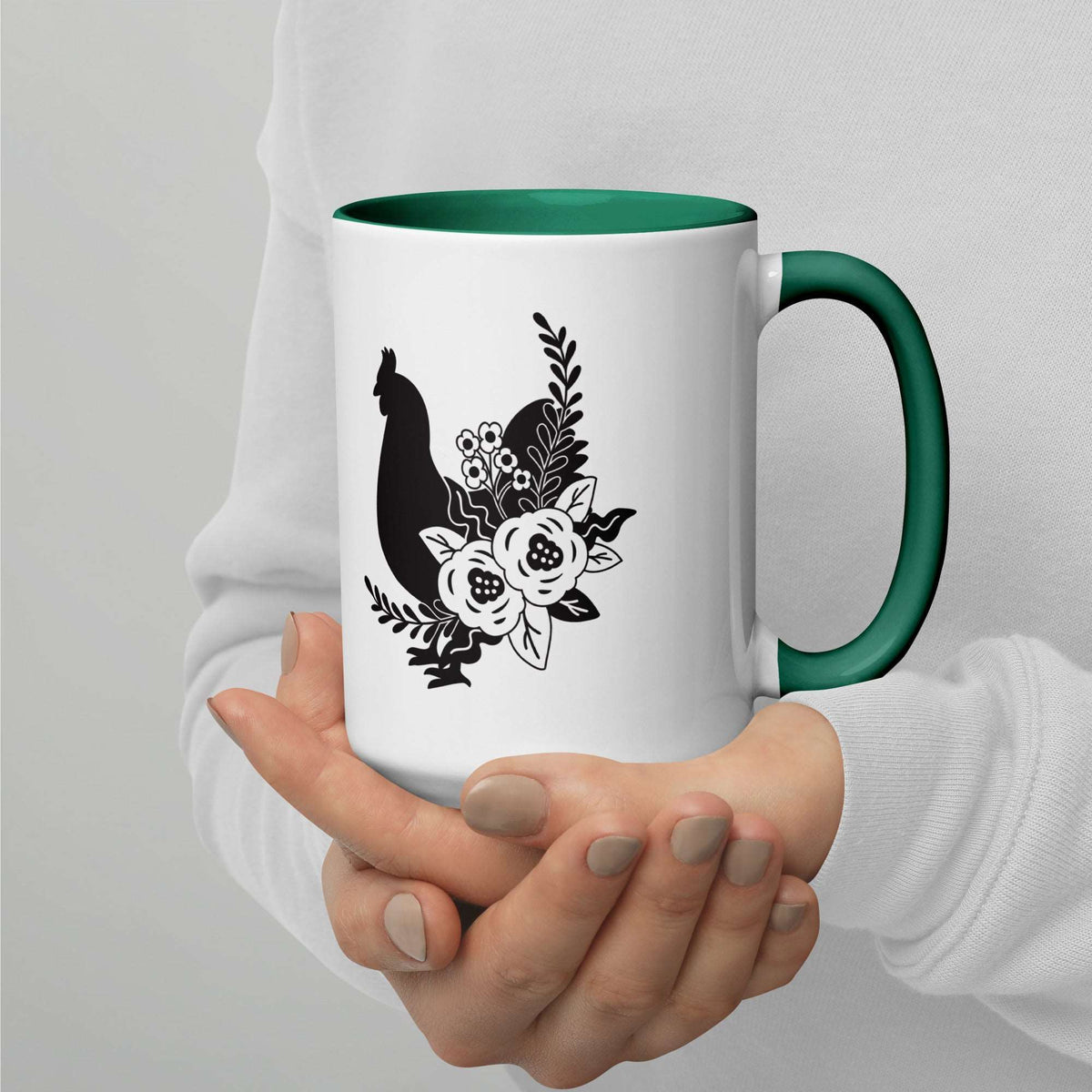 Floral Chicken Colored Mug - Cluck It All Farms