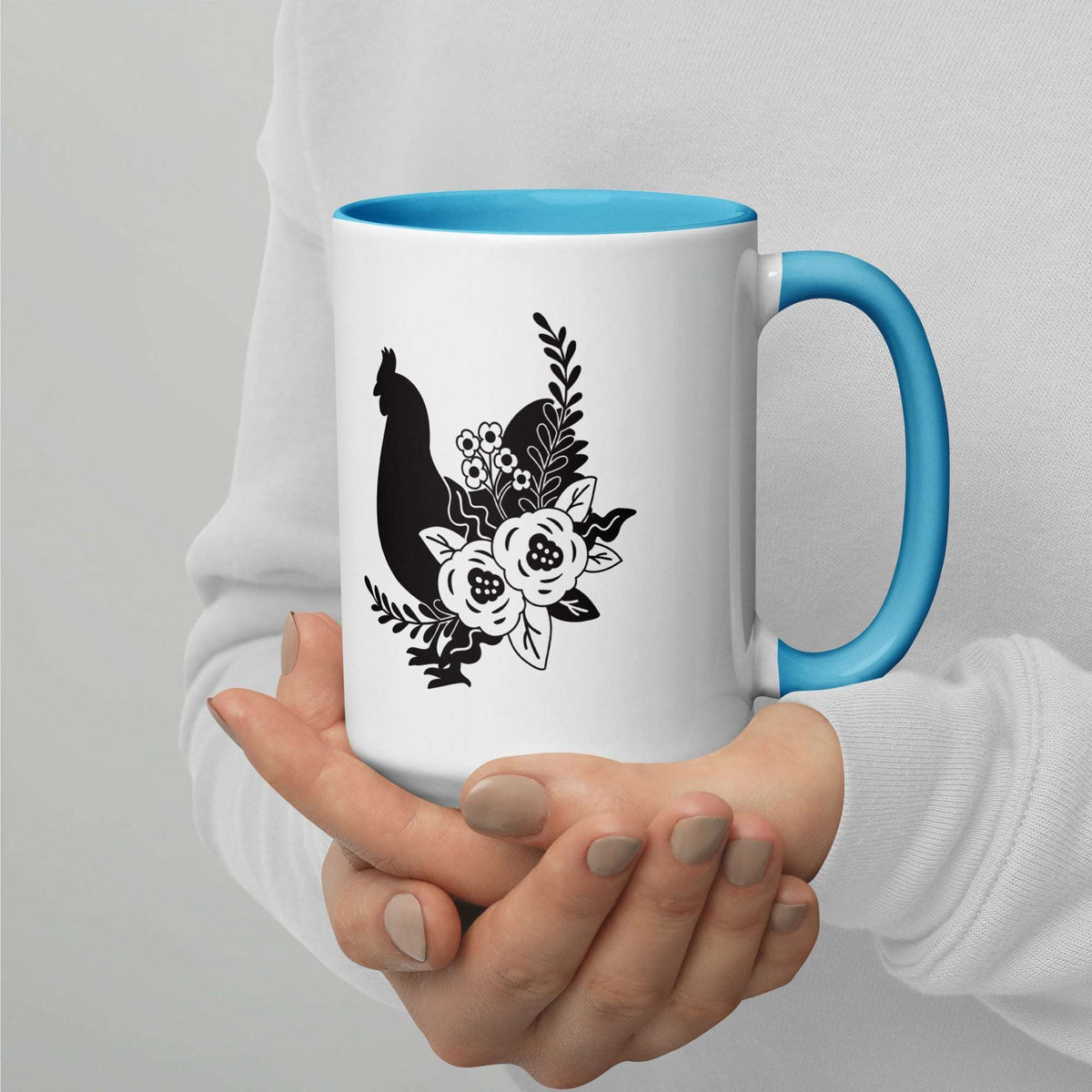 Floral Chicken Colored Mug - Cluck It All Farms