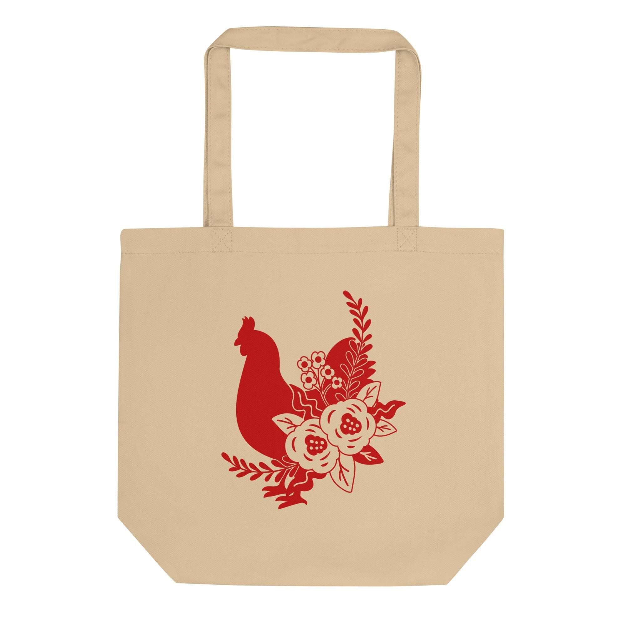 Floral Chicken Eco Tote Bag - Cluck It All Farms