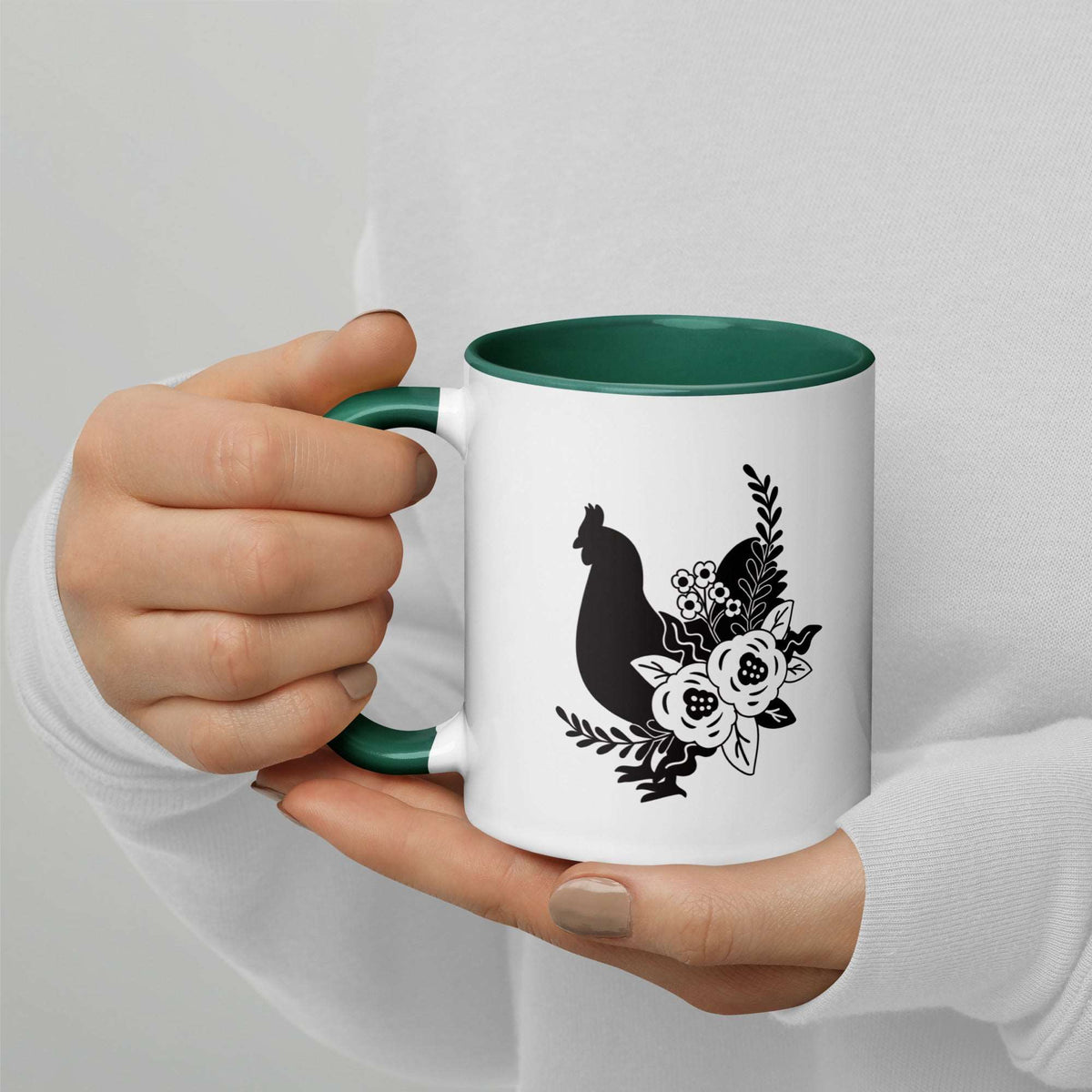 Floral Chicken Mug - Cluck It All Farms