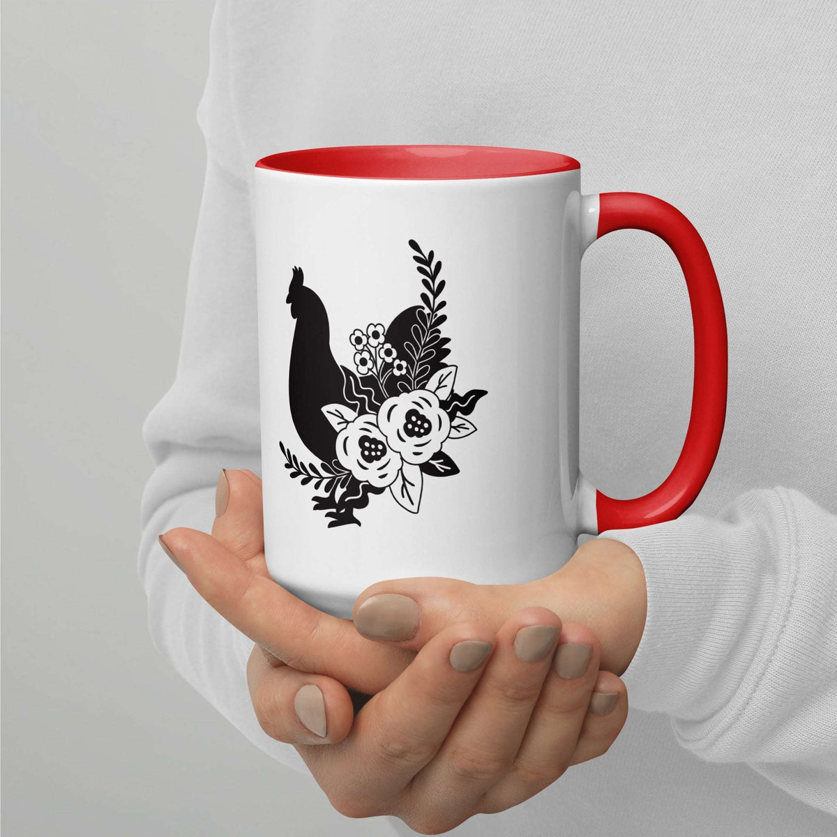 Floral Chicken Mug - Cluck It All Farms