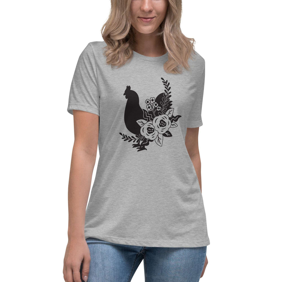 Floral Chicken Women&#39;s Relaxed T-Shirt - Cluck It All Farms