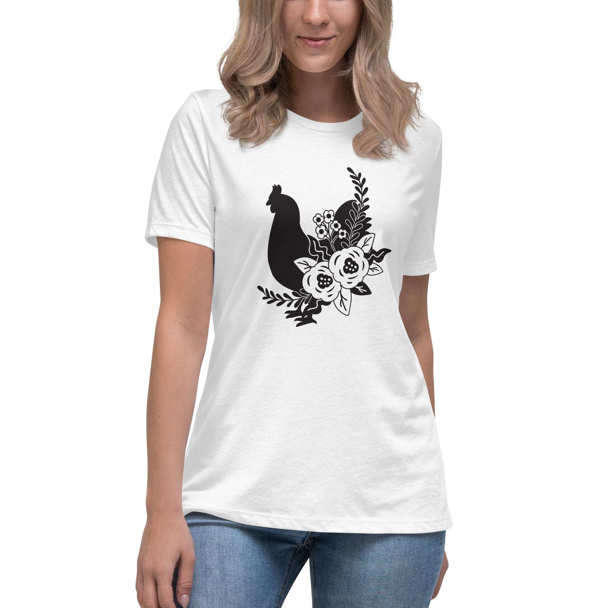 Floral Chicken Women's Relaxed T-Shirt - Cluck It All Farms