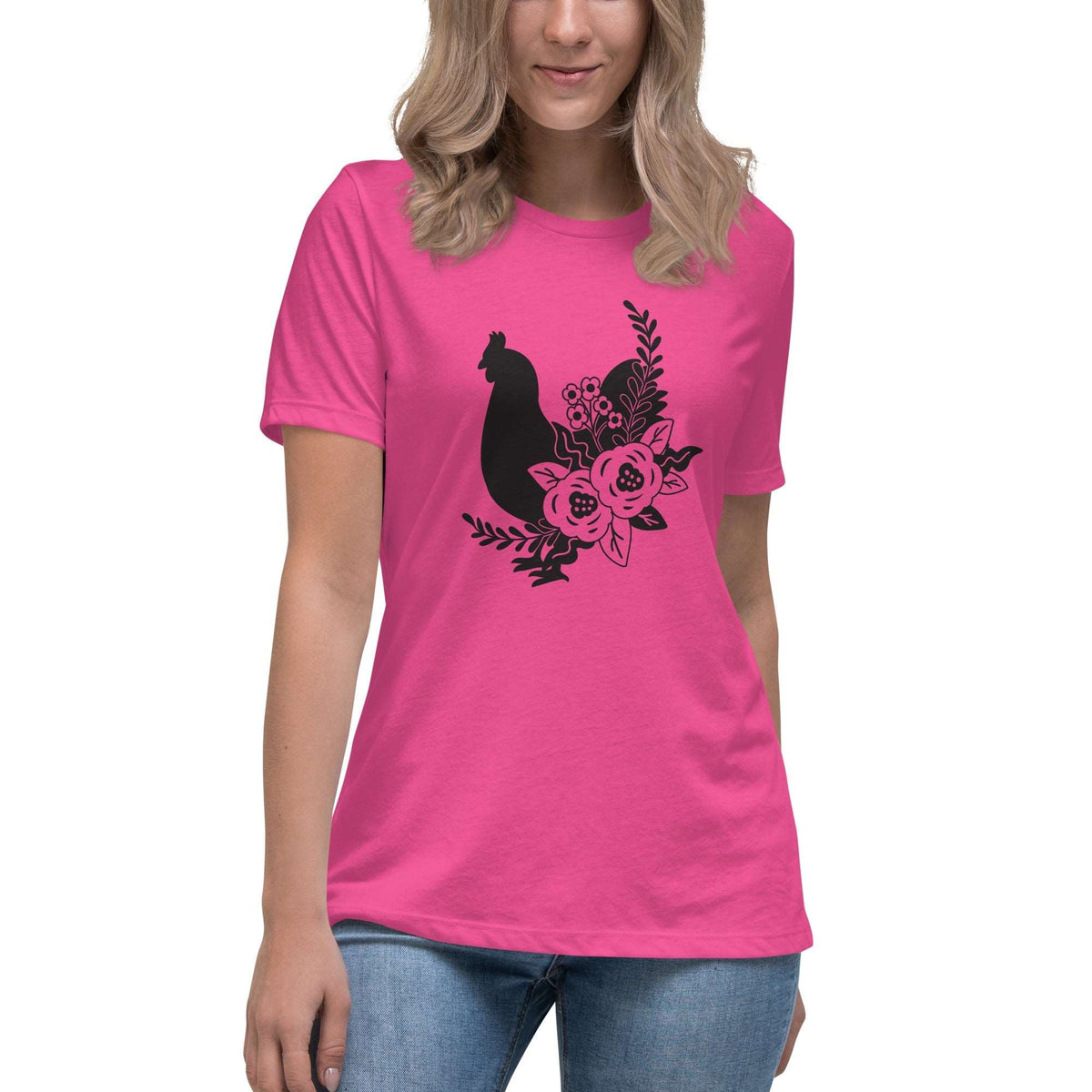 Floral Chicken Women&#39;s Relaxed T-Shirt - Cluck It All Farms