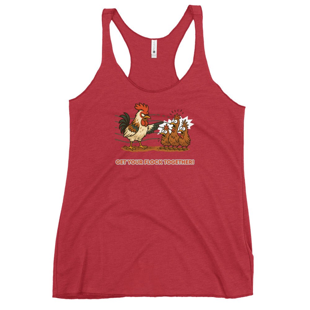 Get Your Flock Together Women's Racerback Tank - Cluck It All Farms