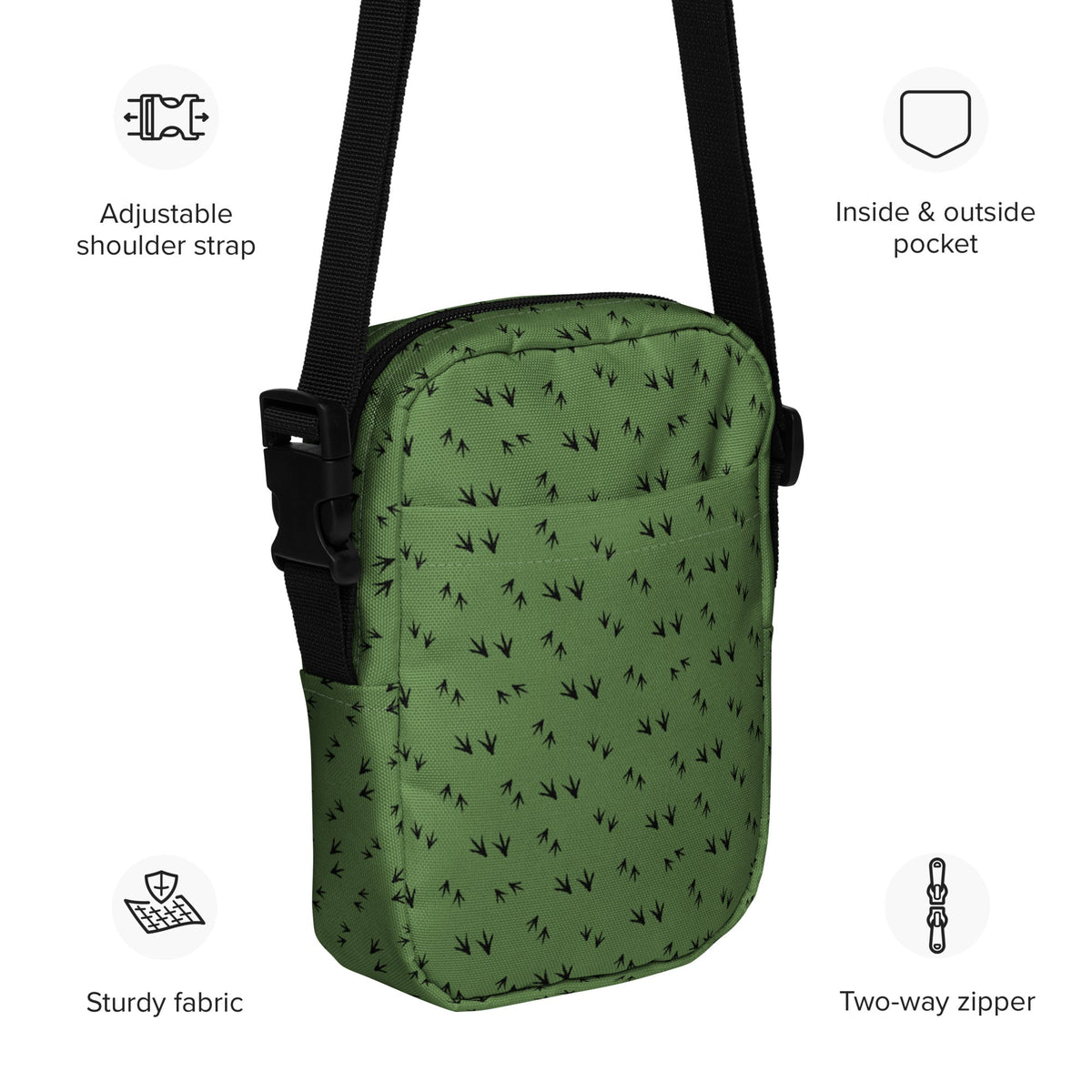 Green Chicken Feet Utility Crossbody Bag - Cluck It All Farms