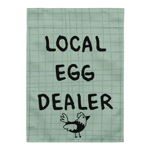Green Local Egg Dealer Garden Flag - Cluck It All Farms