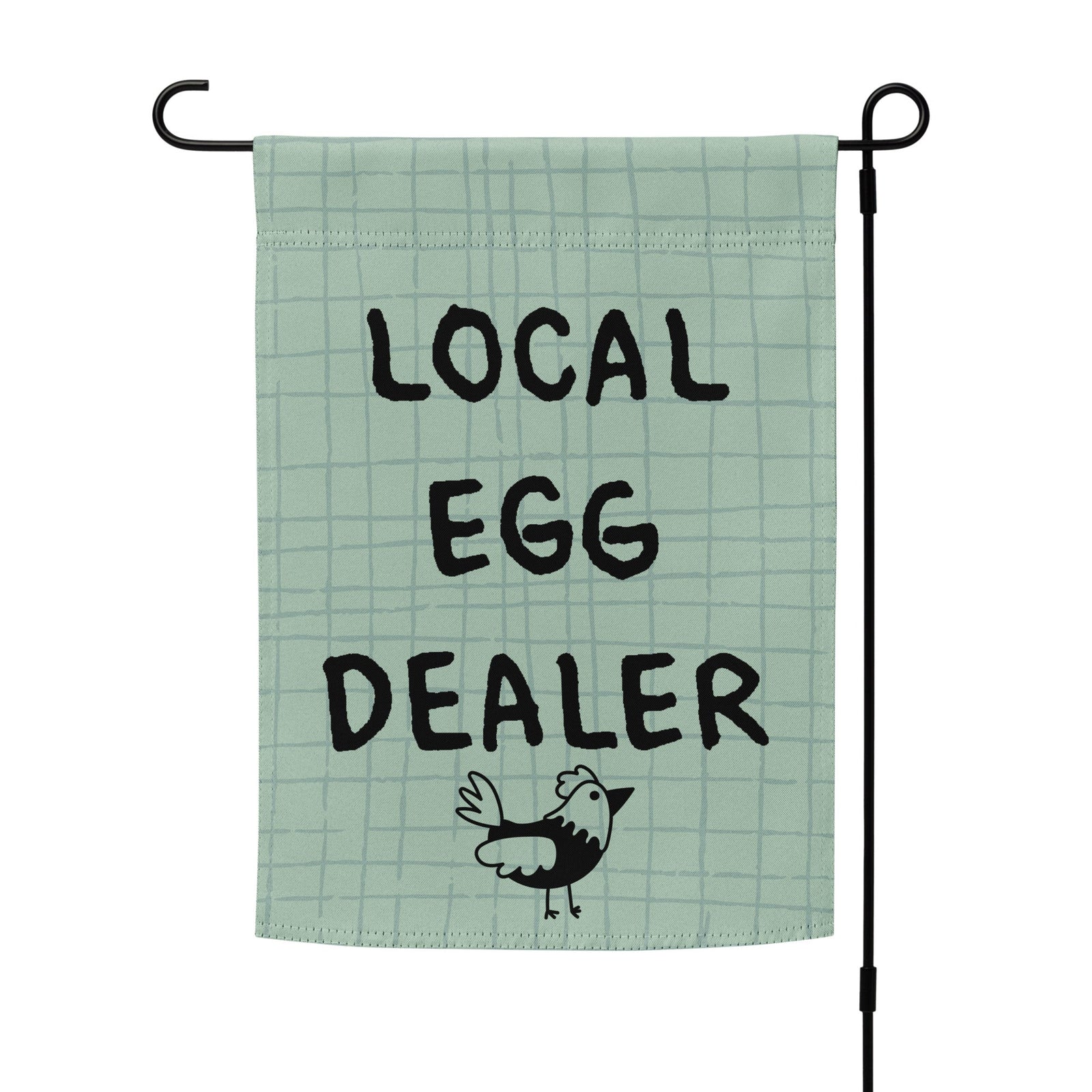 Green Local Egg Dealer Garden Flag - Cluck It All Farms