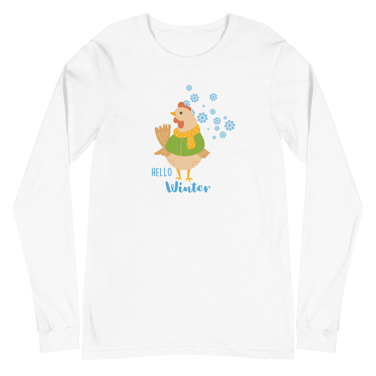 Hello Winter Chicken Unisex Long Sleeve Tee - Cluck It All Farms