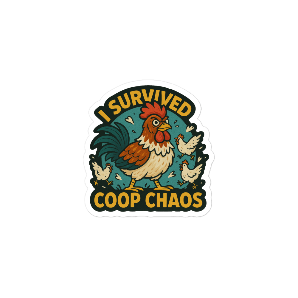 I Survived Coop Chaos 3" x 3" Sticker - Cluck It All Farms