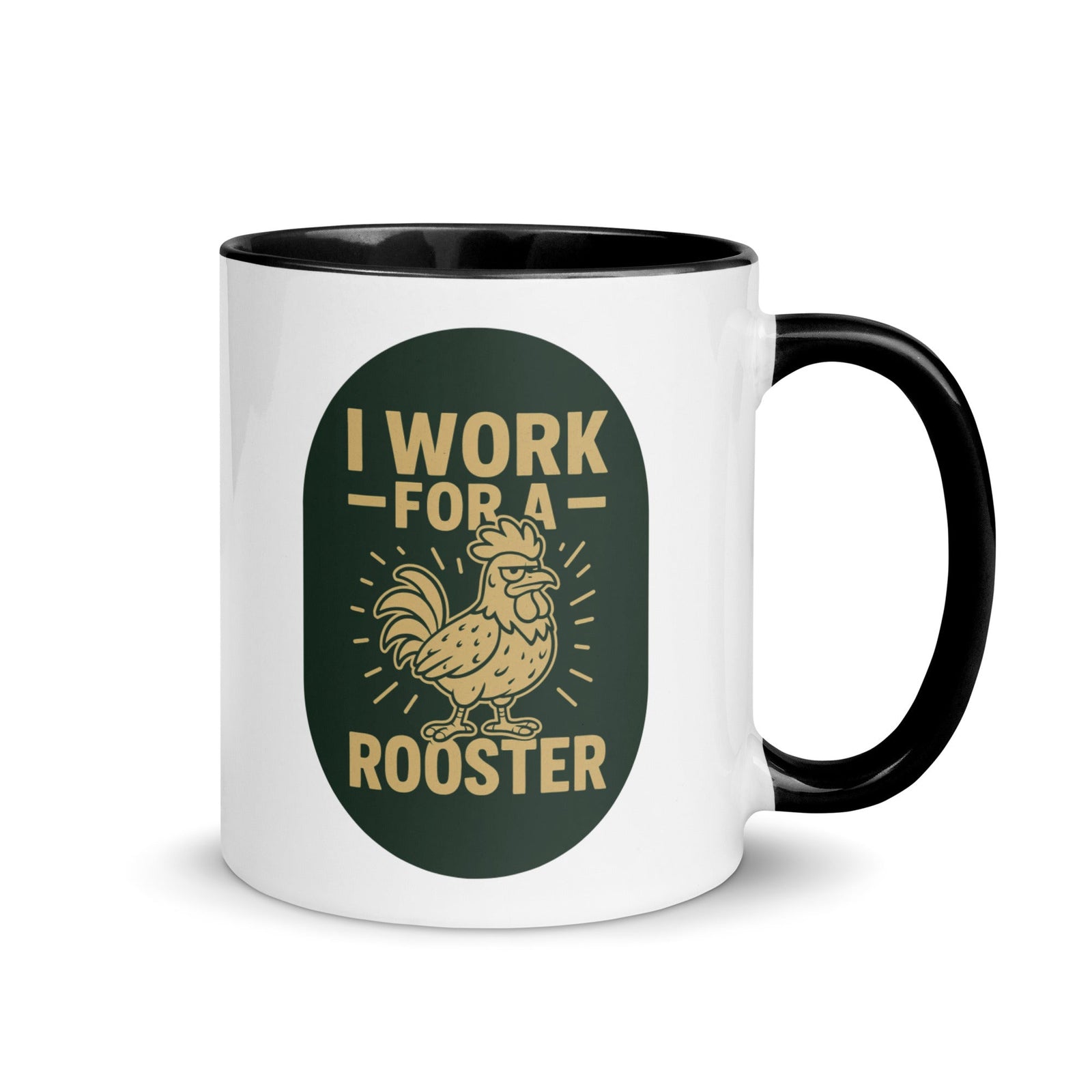 I Work for a Rooster Colored Mug - Cluck It All Farms