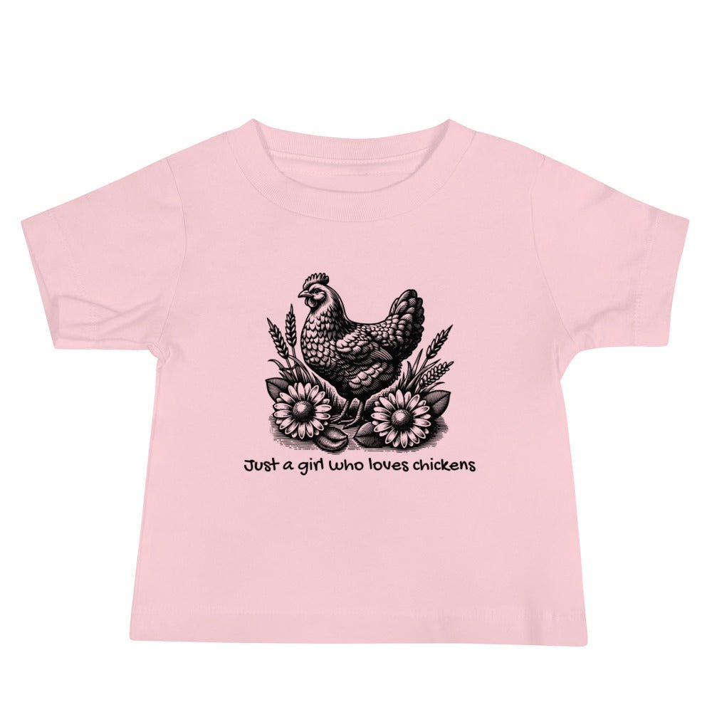 Just a Girl Who Loves Chickens Baby Jersey Short Sleeve Tee - Cluck It All Farms