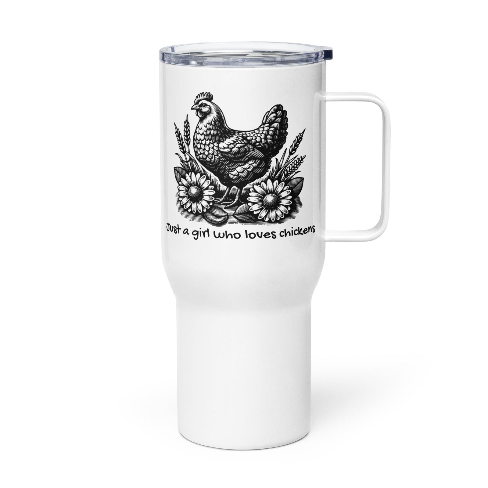 Just a Girl Who Loves Chickens Travel Mug With Handle - Cluck It All Farms