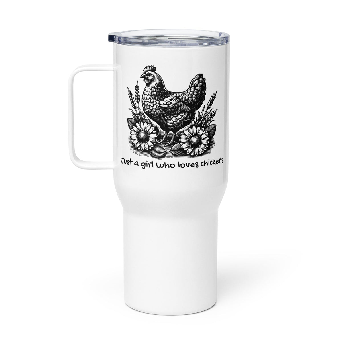 Just a Girl Who Loves Chickens Travel Mug With Handle - Cluck It All Farms