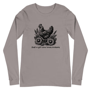 Just a Girl Who Loves Chickens Unisex Long Sleeve Tee - Cluck It All Farms