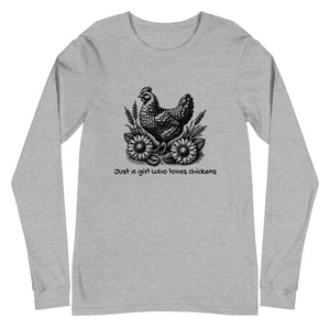 Just a Girl Who Loves Chickens Unisex Long Sleeve Tee - Cluck It All Farms
