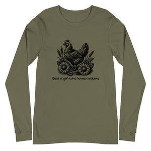 Just a Girl Who Loves Chickens Unisex Long Sleeve Tee - Cluck It All Farms