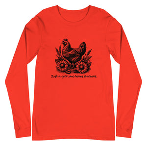 Just a Girl Who Loves Chickens Unisex Long Sleeve Tee - Cluck It All Farms
