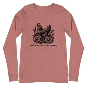 Just a Girl Who Loves Chickens Unisex Long Sleeve Tee - Cluck It All Farms