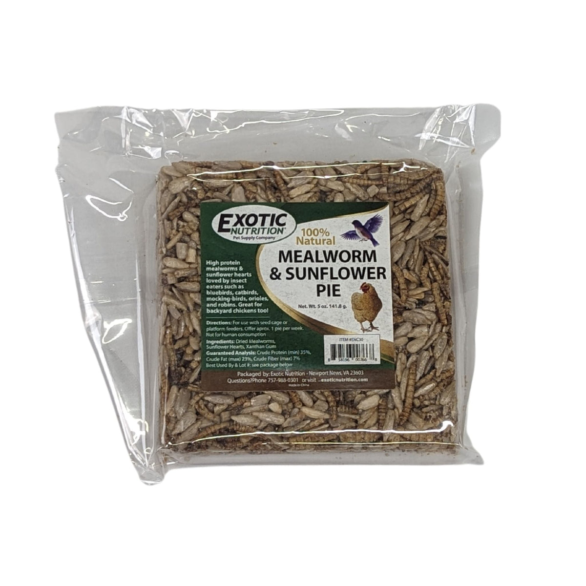 Mealworm and Sunflower Pie Chicken Treat Square - Cluck It All Farms