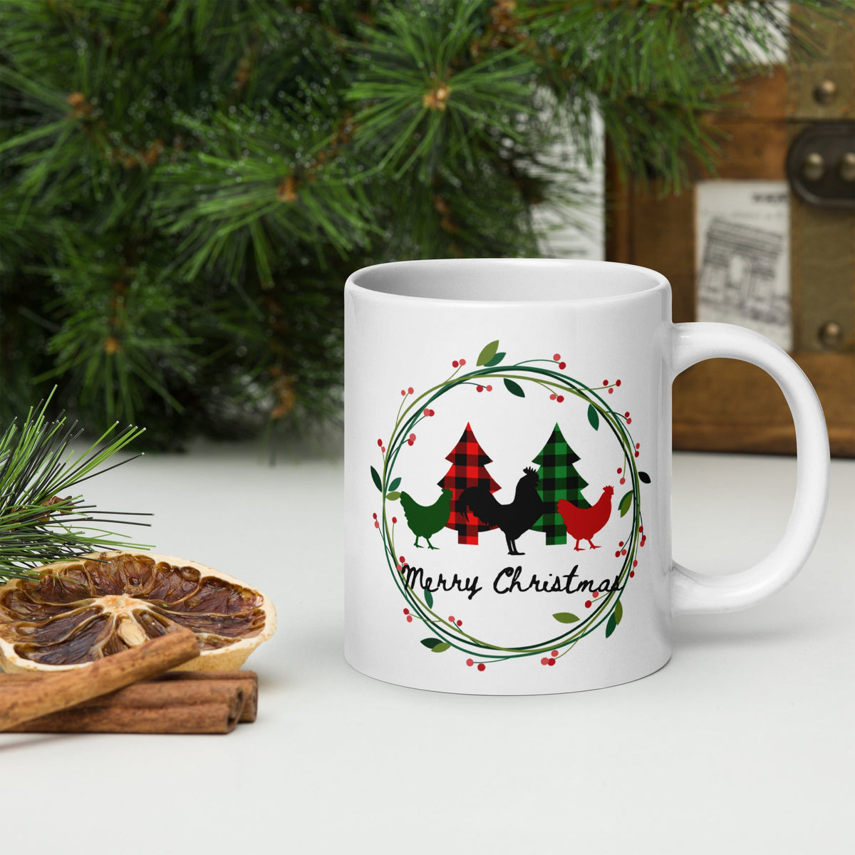 Merry Christmas White Glossy Mug - Cluck It All Farms
