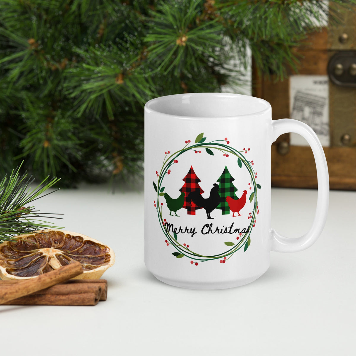Merry Christmas White Glossy Mug - Cluck It All Farms
