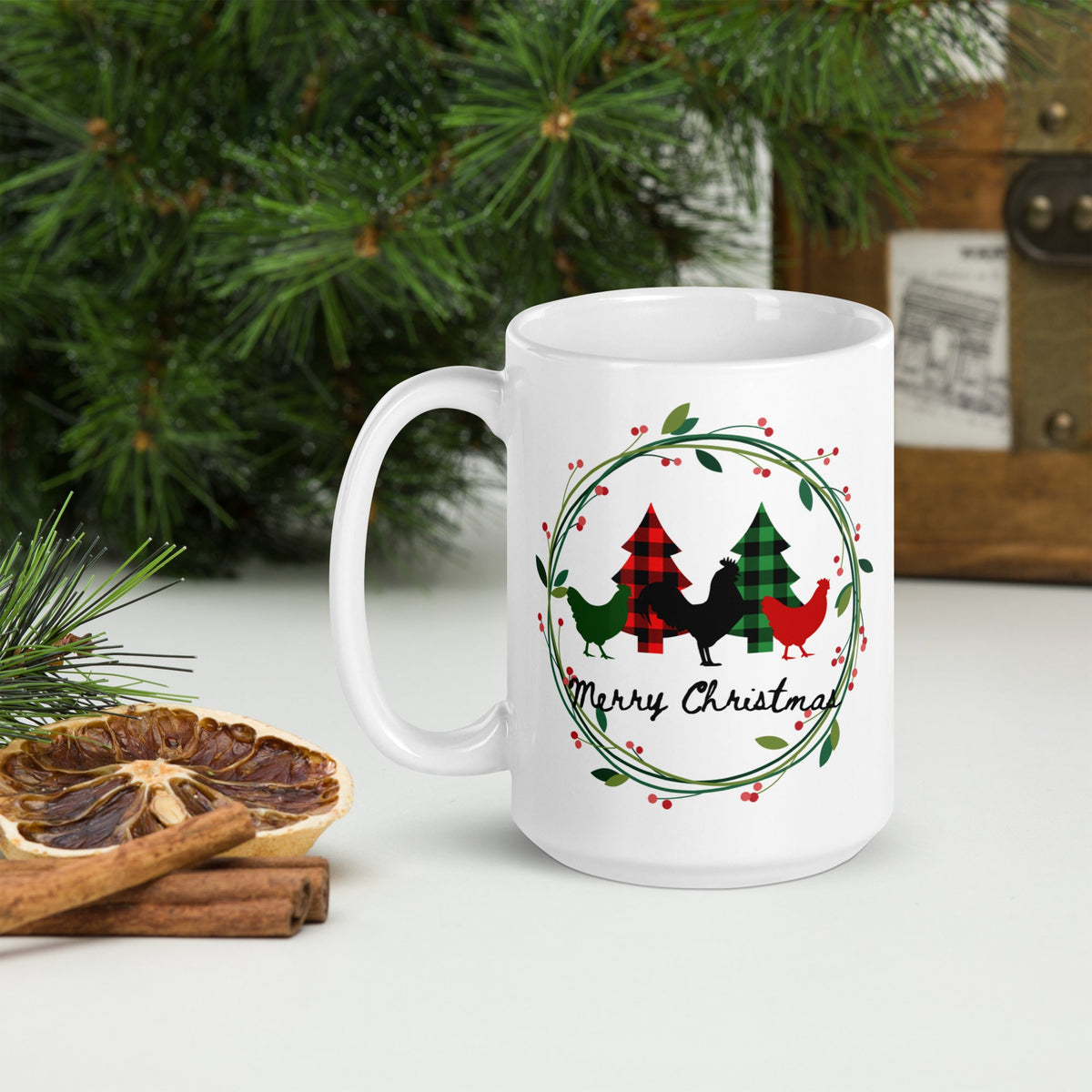 Merry Christmas White Glossy Mug - Cluck It All Farms