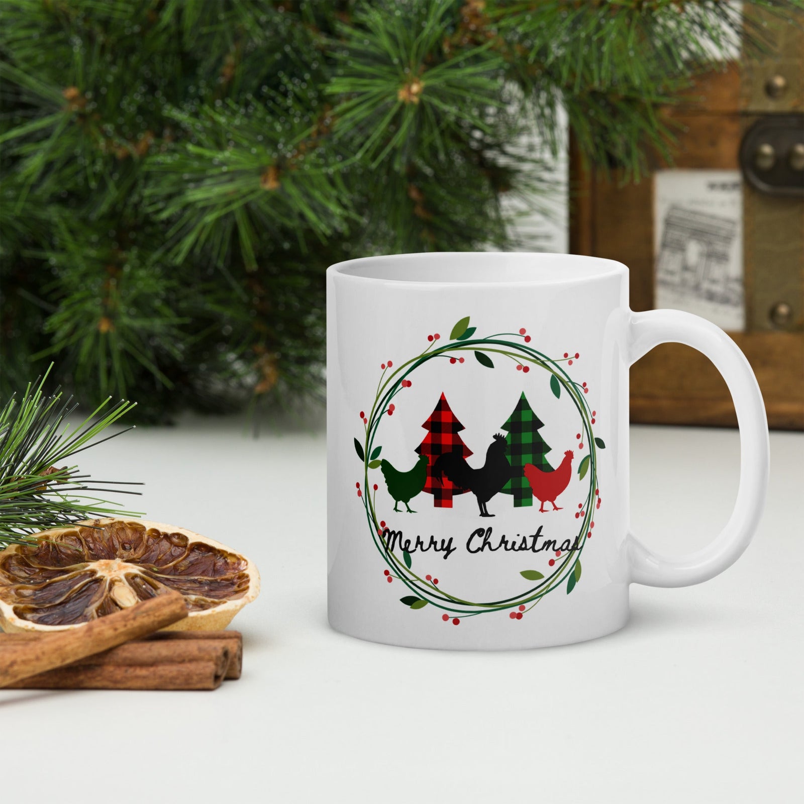Merry Christmas White Glossy Mug - Cluck It All Farms