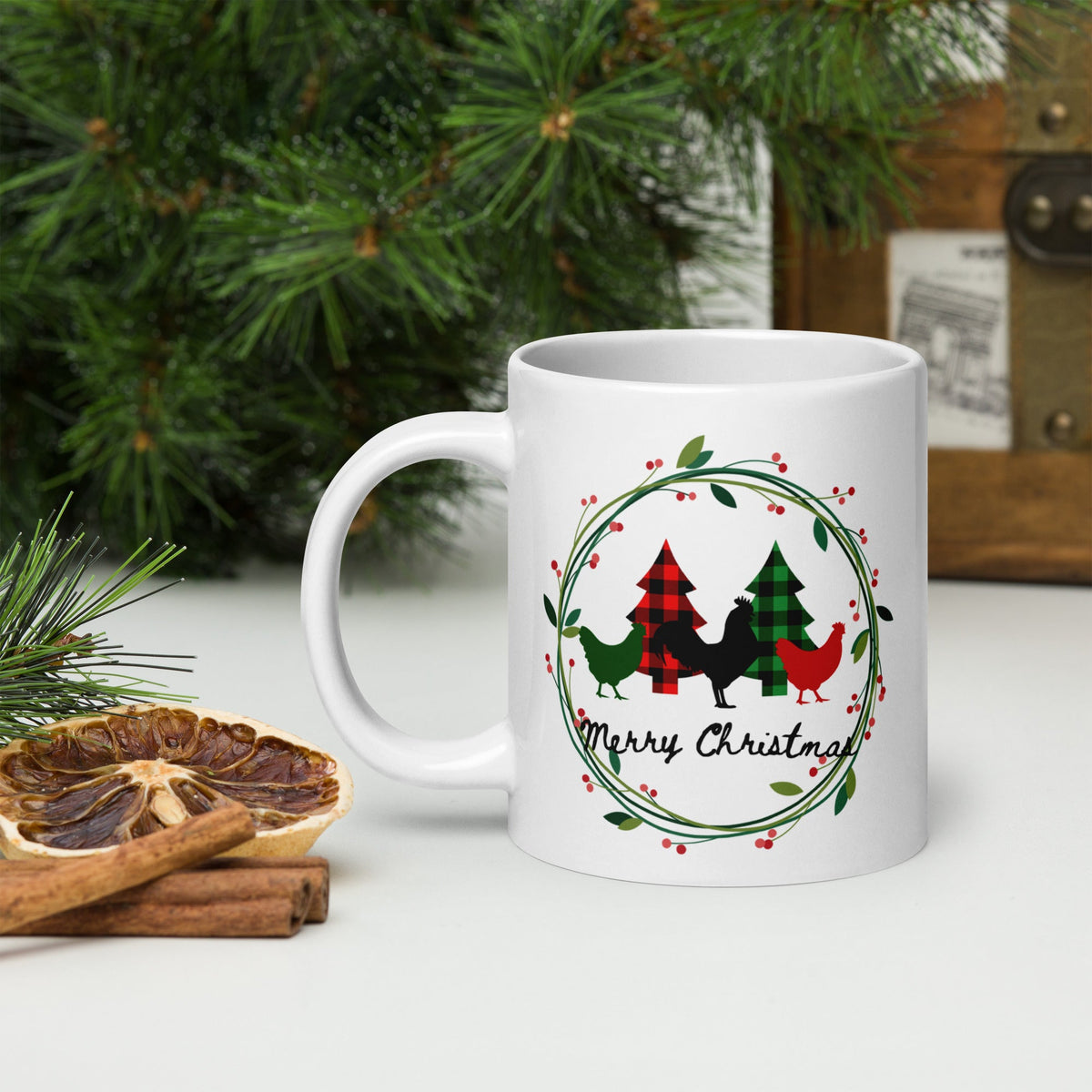 Merry Christmas White Glossy Mug - Cluck It All Farms