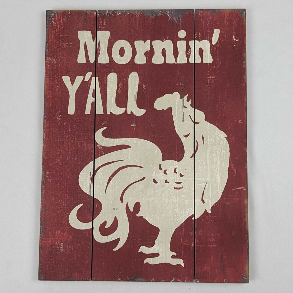 Mornin&#39; Y&#39;All Rooster Wooden Sign Plaque