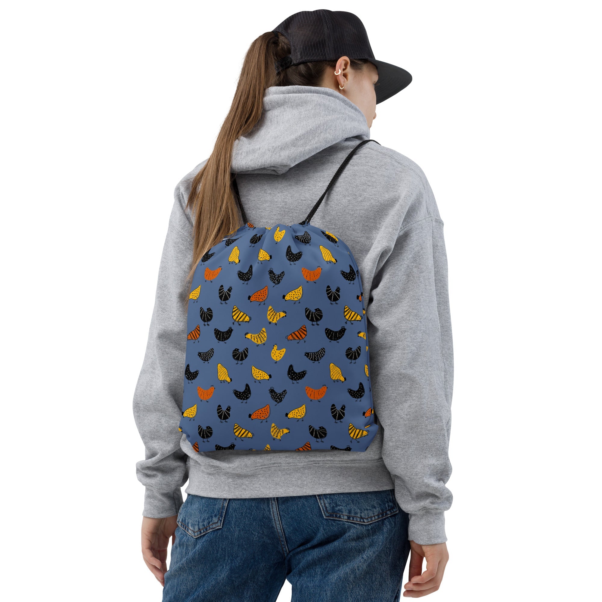 Pecking Chickens Drawstring Bag - Cluck It All Farms