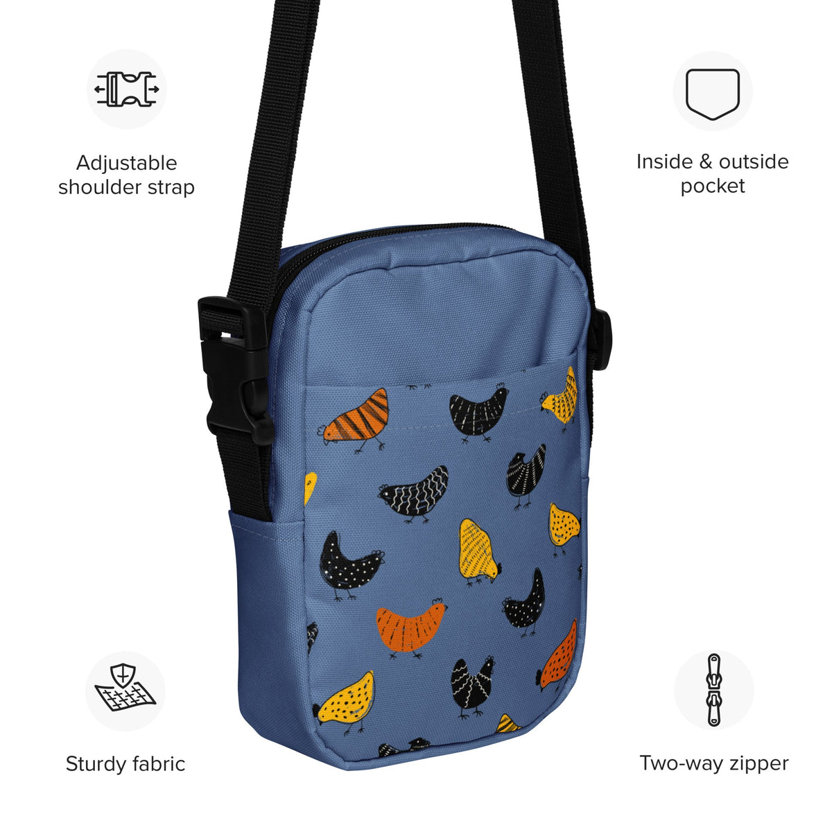 Pecking Chickens Utility Crossbody Bag - Cluck It All Farms