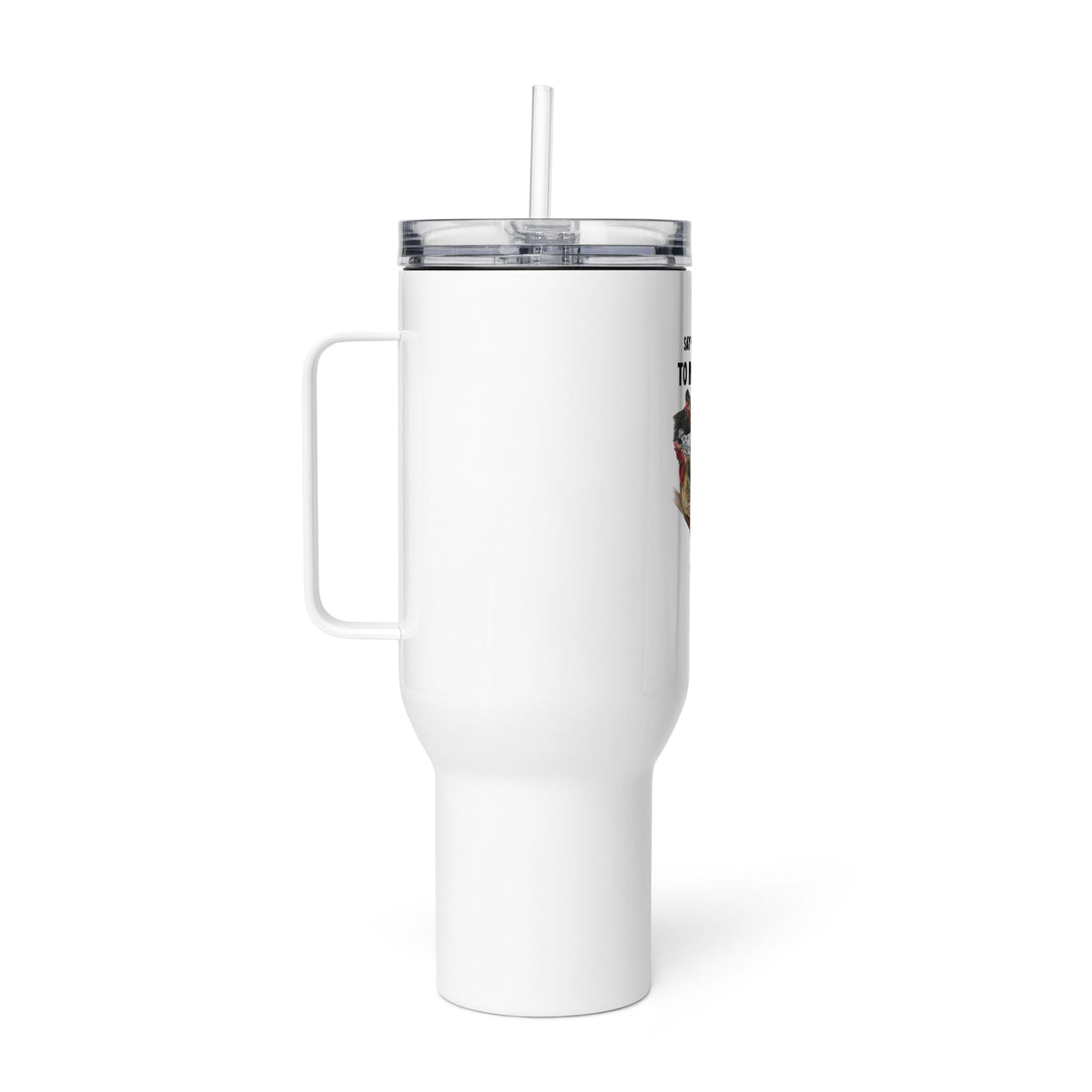 “Say That Again to My Beak” — Icelandic Chickens Travel Mug w/ Handle - Cluck It All Farms